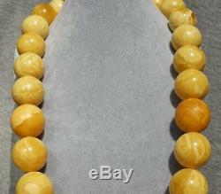 Antique Baltic royal marble white natural amber necklace 255 grams, high class