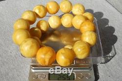 Antique Baltic royal marble white natural amber necklace 255 grams, high class