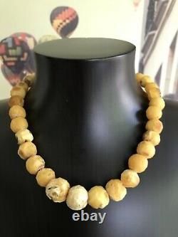 Antique Beautifully Natural Russian Baltic Egg Yolk Butterscotch Amber Necklace