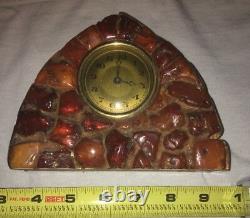 Antique Butterscotch Amber Egg Yolk Deco Clock