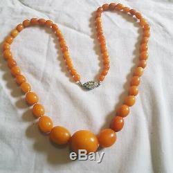 Antique Butterscotch Baltic Amber Bead Necklace 100% Natural 26inch 39g