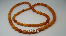 Antique Butterscotch Baltic Amber Bead Necklace 100% Natural 30 Inch, 36g