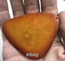 Antique Chinese Carved Egg yolk Butterscotch Natural Baltic Amber Pendant 27.1gr