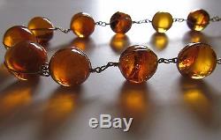Antique Chinese Pools of Light Natural Honey Baltic Cognac Amber Necklace