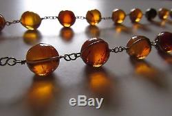 Antique Chinese Pools of Light Natural Honey Baltic Cognac Amber Necklace
