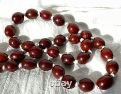 Antique Chinese Qing Ming Baltic Butterscotch Cherry Amber Bead Necklace