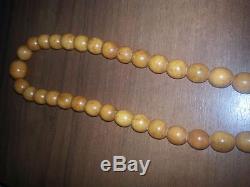 Antique Egg Yolk Butterscotch Beads Genuine Natural BALTIC AMBER OLD NECKLACE 68