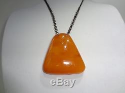 Antique Egg Yolk Butterscotch Natural Baltic Amber Stone Necklace 59.5 grams