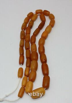 Antique Genuine Natural Butterscotch Egg Yolk Baltic Amber Prayer Bead Necklace
