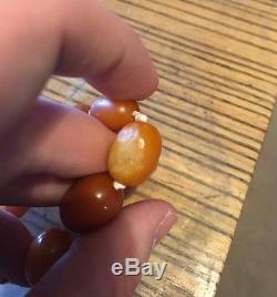 Antique Heavy Natural Baltic Amber Butterscotch Egg Yolk Beads Necklace