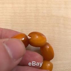 Antique Heavy Natural Baltic Amber Butterscotch Egg Yolk Beads Necklace 104g