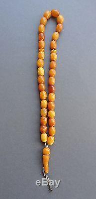 Antique Islamic Butterscotch Egg Yolk Natural Baltic Amber Prayer Beads 25 grams