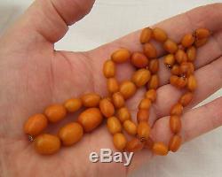 Antique Late C19th Early 1900s Natural Baltic Amber Necklace On Silver Chain