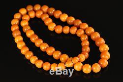 Antique Natural 100g Baltic Butterscotch Egg Yolk Amber Stone Beads Necklace 877