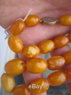 Antique Natural Amber Egg Yolk Butterscotch Necklace Prayer Beads