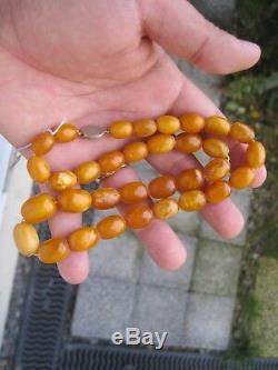 Antique Natural Amber Egg Yolk Butterscotch Necklace Prayer Beads