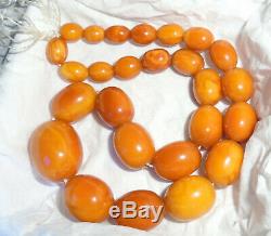 Antique Natural BALTIC Butterscotch AMBER Egg Yoke Beads Necklace Prayer 29g