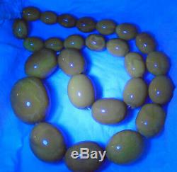 Antique Natural BALTIC Butterscotch AMBER Egg Yoke Beads Necklace Prayer 29g