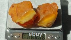 Antique Natural Baltic Amber 2 Stones 68 G Collectible High Class From Europe