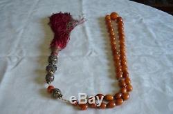 Antique Natural Baltic Amber Beads Rosary 41 bead stones 215g