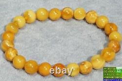 Antique Natural Baltic Amber Bracelet 9 G. Round Beads Yellow Beads Amber