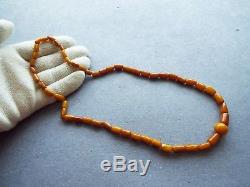 Antique Natural Baltic Amber Butterscotch Egg Yolk Beads Necklace 19gr