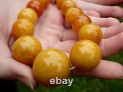 Antique Natural Baltic Amber Egg BUTTERSCOTCH Necklace Beads 67.7g