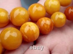 Antique Natural Baltic Amber Egg BUTTERSCOTCH Necklace Beads 67.7g