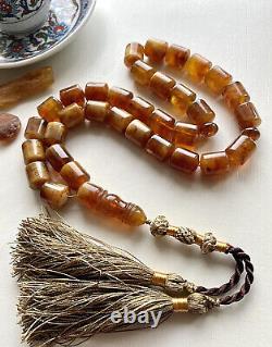 Antique Natural Baltic Amber Islamic Prayer Rosary 71g. Big Beads Misbaha Tesbih