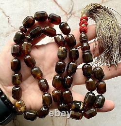 Antique Natural Baltic Amber Islamic Prayer Rosary 86g. Faceted 39 Beads Tesbih