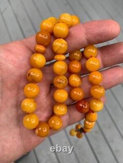 Antique Natural Baltic Amber Kahraman Islamic Prayer Beads 35g Very Rare