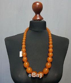 Antique Natural Baltic Amber Oval Beads Necklace 130 Gr