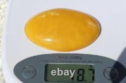 Antique Natural Baltic Amber Oval Round Form Stone 18 Grams Honey Colour