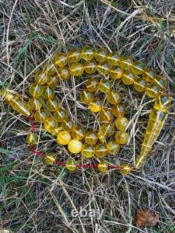 Antique Natural Baltic Amber Rosary 33 Islamic Prayer Beads 49Gr Misbaha Tasbih