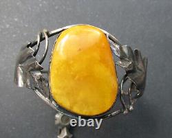 Antique Natural Baltic Amber Silver 830 Bracelet 33g