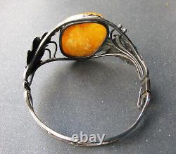 Antique Natural Baltic Amber Silver 830 Bracelet 33g