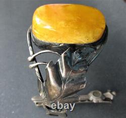 Antique Natural Baltic Amber Silver 830 Bracelet 33g