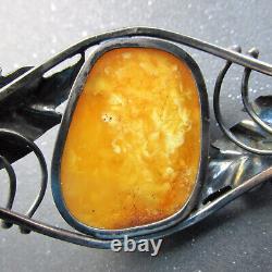 Antique Natural Baltic Amber Silver 830 Bracelet 33g