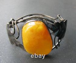 Antique Natural Baltic Amber Silver 830 Bracelet 33g