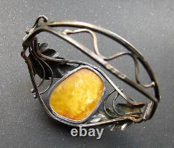 Antique Natural Baltic Amber Silver 830 Bracelet 33g