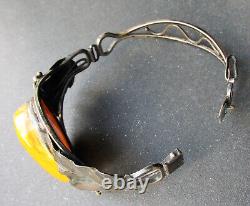 Antique Natural Baltic Amber Silver 830 Bracelet 33g