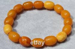 Antique Natural Baltic Amber Yellow White Collectible Color Bracelet 9 Grams