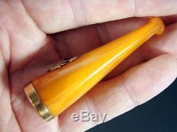 Antique Natural Baltic Amber and 18 K Gold Cigare Holder Marquis, Box