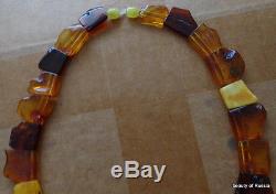 Antique Natural Baltic Amber multicolor choker Beads Necklace
