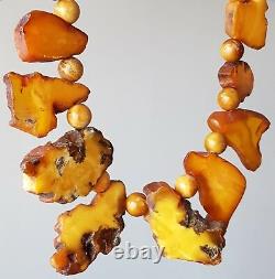 Antique Natural Baltic Butterscotch Egg Yolk Amber Bead Necklace-167-Grams UNIT