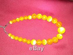 Antique Natural Baltic Egg Yolk Butter Scotch Amber Beads (40ct) Necklace