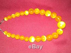 Antique Natural Baltic Egg Yolk Butter Scotch Amber Beads (40ct) Necklace