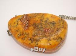 Antique Natural Baltic Egg Yolk Butterscotch Amber Pendant