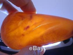 Antique Natural Baltic Egg Yolk Butterscotch Amber Pendant Unique Rare