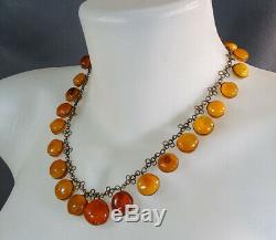 Antique Natural Baltic Egg-yolk Butterscotch Honey Amber Beads Necklace Choker